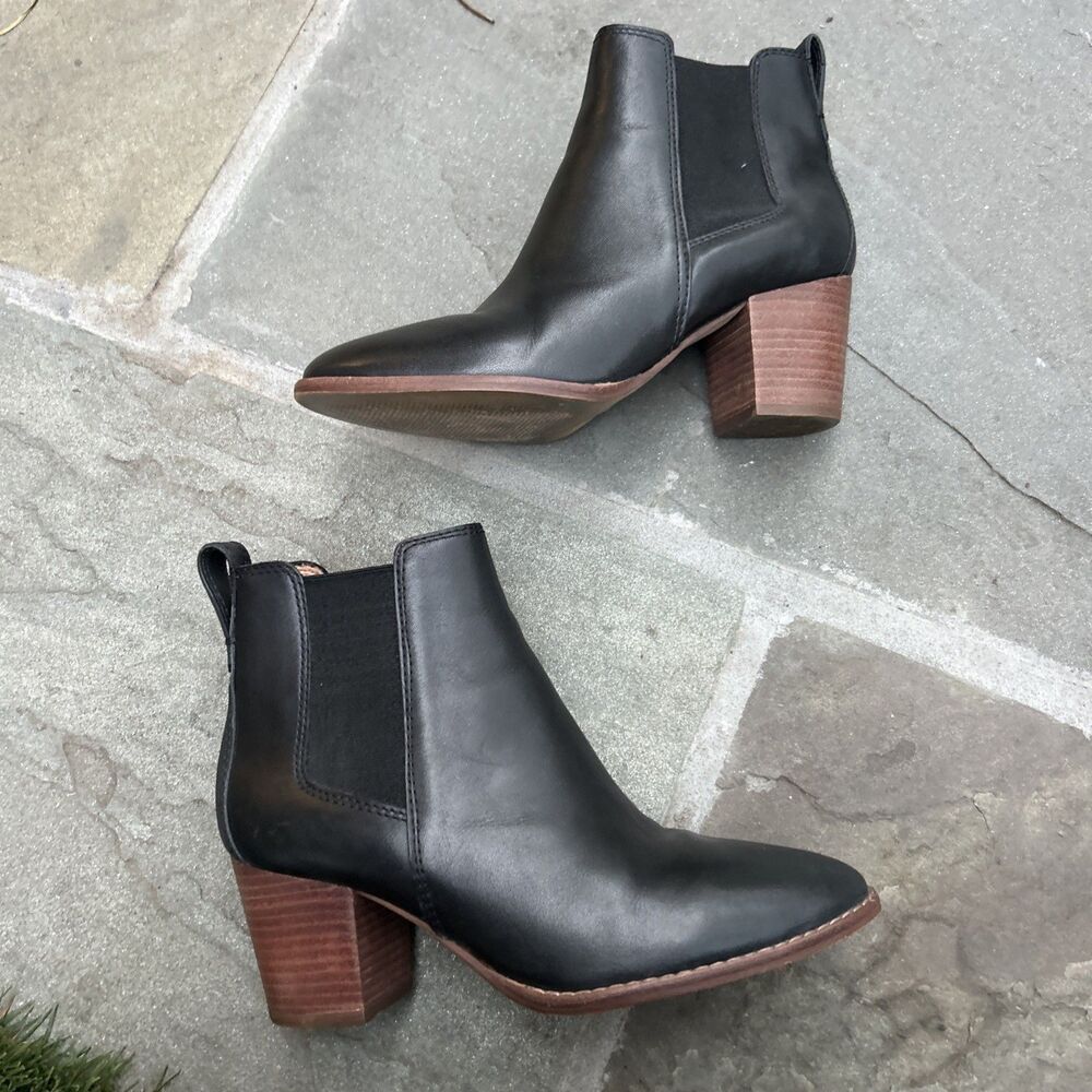 Madewell The Regan Pull On Boot True Black Leather Size 6